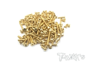 TWORKS GSS-XB8E&#039;20 Gold Plated Steel Screw Set 112pcs. ( For Xray XB8E 2020 )